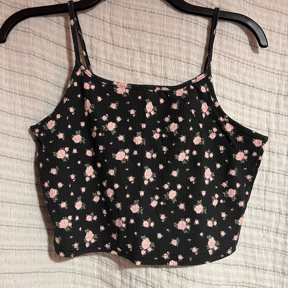 Forever 21 Black and Pink Floral Camisole